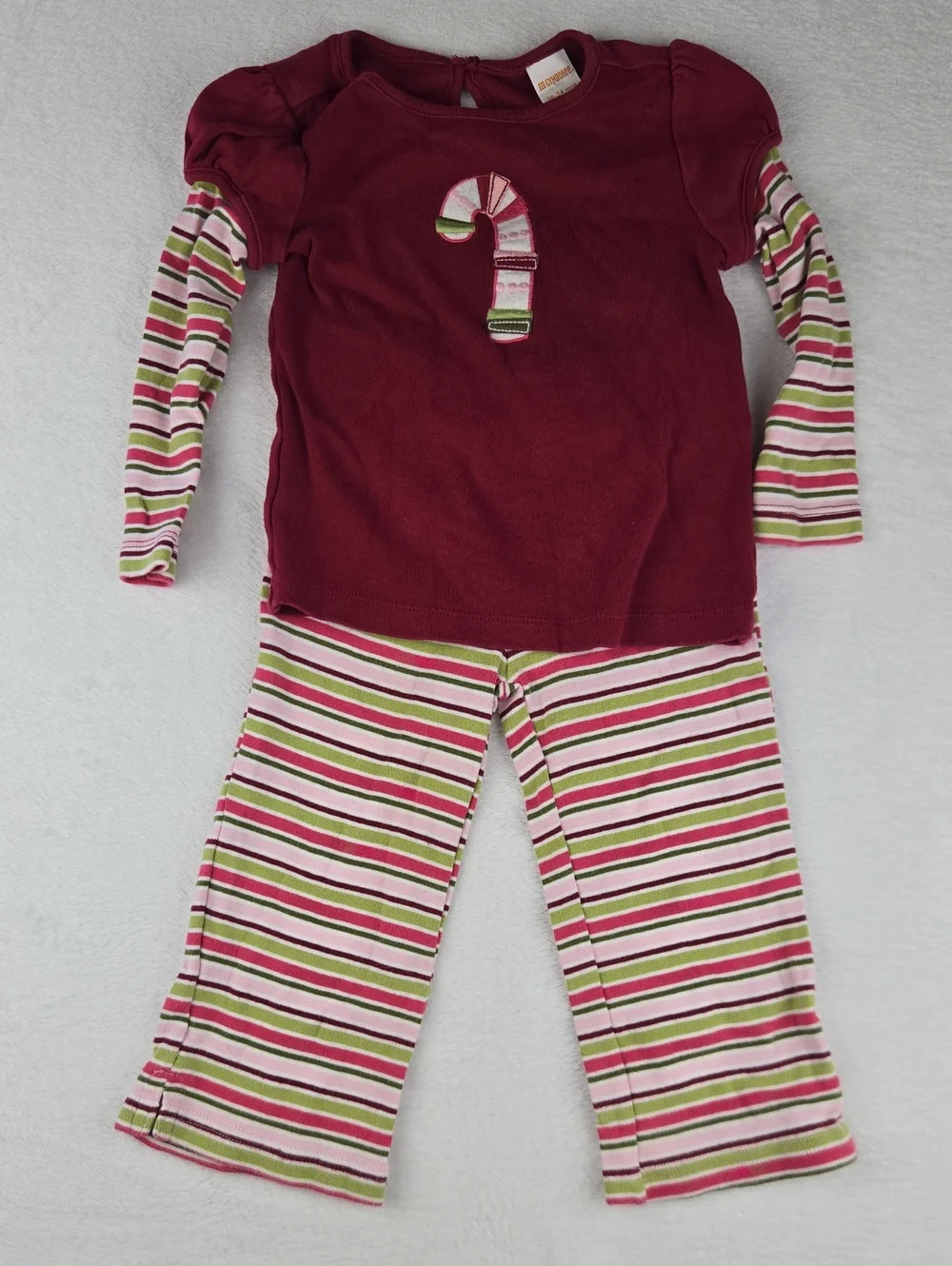 Gymboree Candy Cane Top and Pants Striped Outfit Size 18-24 Burgundy